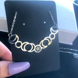 NEW Moon Phase Stainless Silver Necklace